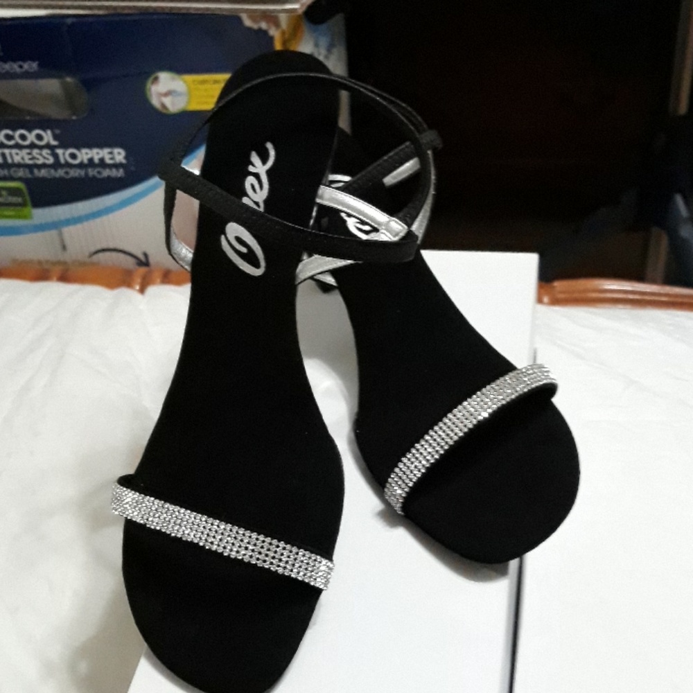 Onex iced black and silver rhinestones sandal